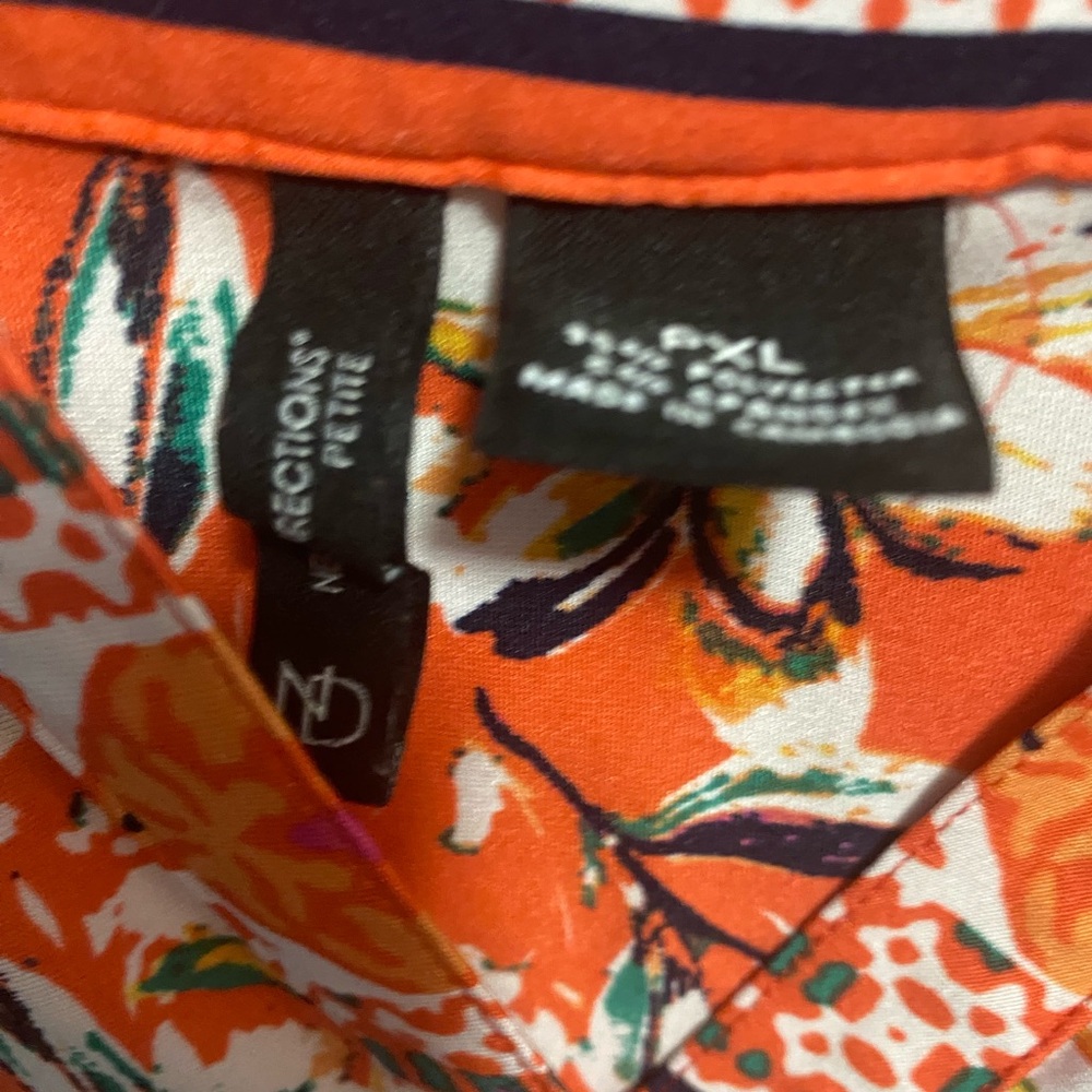 Floral Orange Long Sleeve Dress PXL - Picture 4 of 4